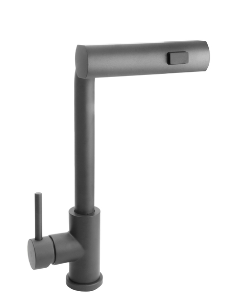 Смеситель Кухня SANTREK AQUA-827  "INOX"  шар d-35 нерж. Многофункциональный выдвижной излив-лейка (оружейная сталь)