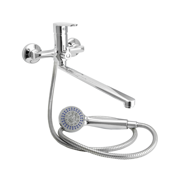 Смеситель Ванна SANTREK AQUA-1049 "PRESTIGE" (SAP-1049) шар. d-35, картридж. перекл., плоский нос (хром)