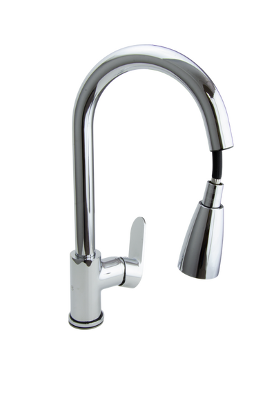  Смеситель Кухня SANTREK AQUA-1041 "PRESTIGE" (SAP-1041) шар. d-40 с выдвижным изливом (хром)