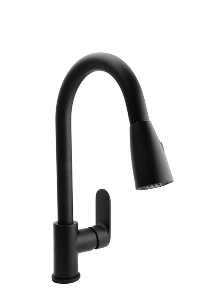  Смеситель Кухня SANTREK AQUA-1042 "PRESTIGE" (SAP-1042) шар. d-40 с выдвижным изливом (черный)