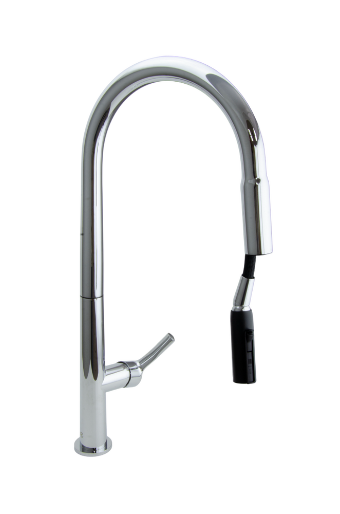  Смеситель Кухня SANTREK AQUA-1038 "PRESTIGE" (SAP-1038) шар. d-25  с выдвижным изливом (хром) 