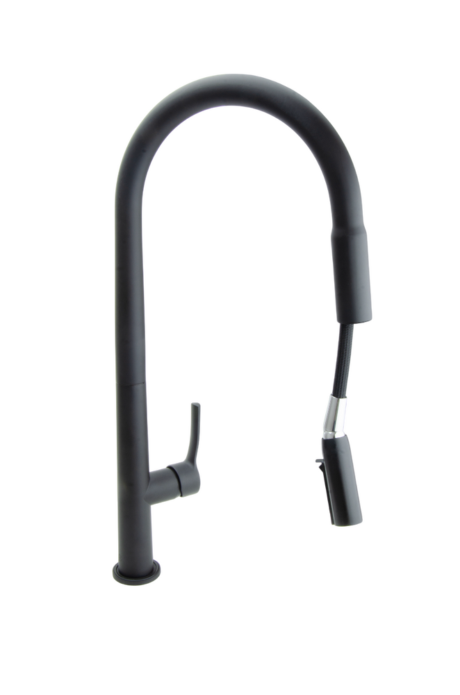  Смеситель Кухня SANTREK AQUA-1039 "PRESTIGE" (SAP-1039) шар. d-25 с выдвижным изливом (черный)