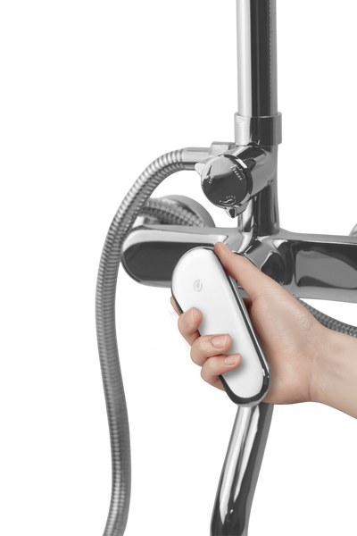 Душевая система SANTREK AQUA-1205 "PRESTIGE" NEO (SAP-1205)  шар. d-35 с верхним душем и смесителем (хром)