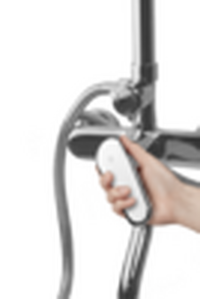 Душевая система SANTREK AQUA-1205 "PRESTIGE" NEO (SAP-1205)  шар. d-35 с верхним душем и смесителем (хром)