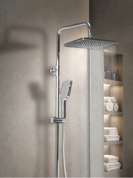 Душевая система SANTREK AQUA-1205 "PRESTIGE" NEO (SAP-1205)  шар. d-35 с верхним душем и смесителем (хром)