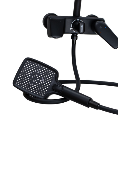 Душевая система SANTREK AQUA-1206 "PRESTIGE" NEO (SAP-1206)  шар. d-35 с верхним душем и смесителем (черный)