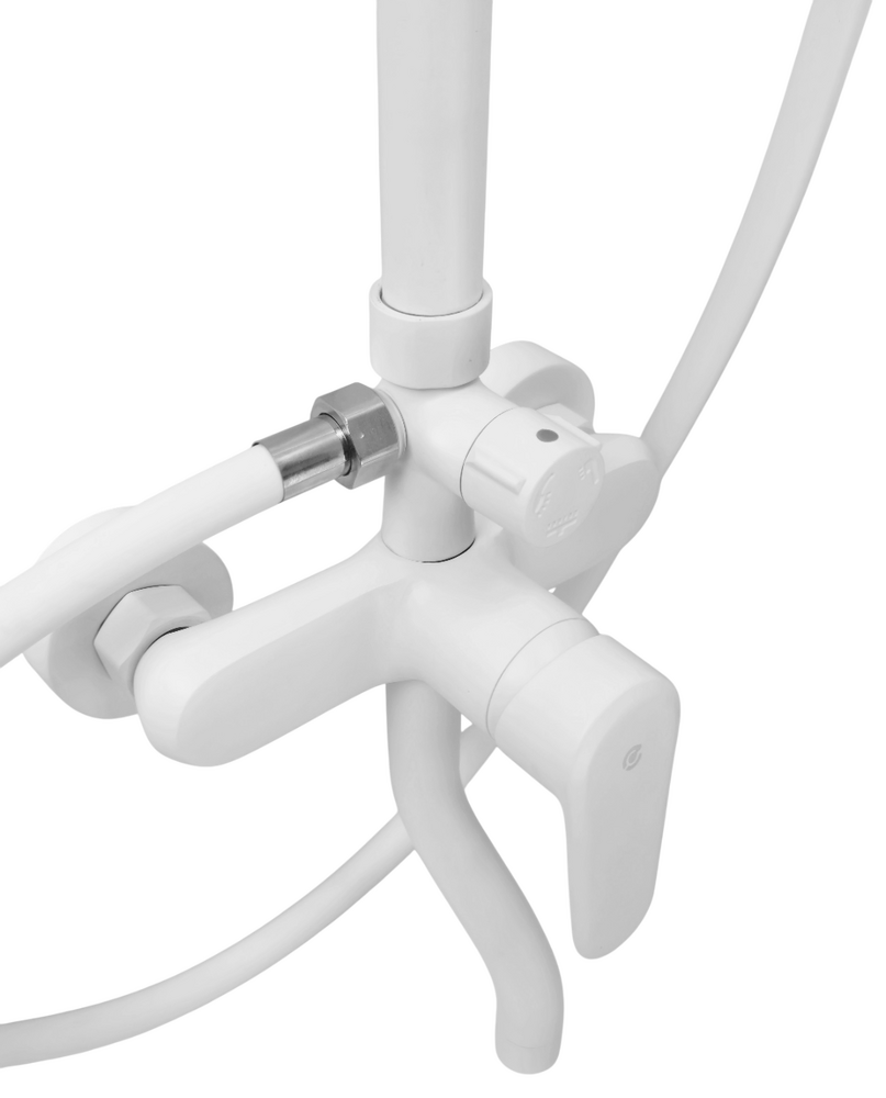 Душевая система SANTREK AQUA-1211 "PRESTIGE" (SAP-1211) шар. d-35 с верхним душем и смесителем (белый)