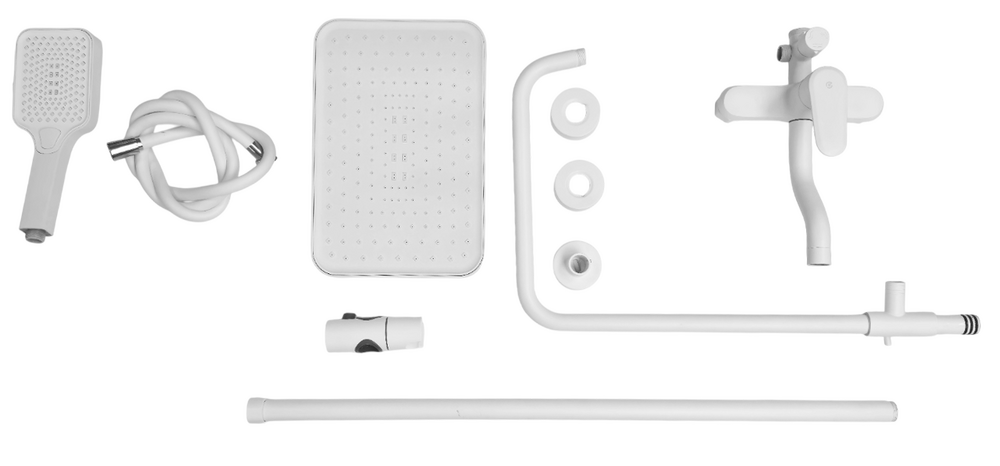 Душевая система SANTREK AQUA-1211 "PRESTIGE" (SAP-1211) шар. d-35 с верхним душем и смесителем (белый)