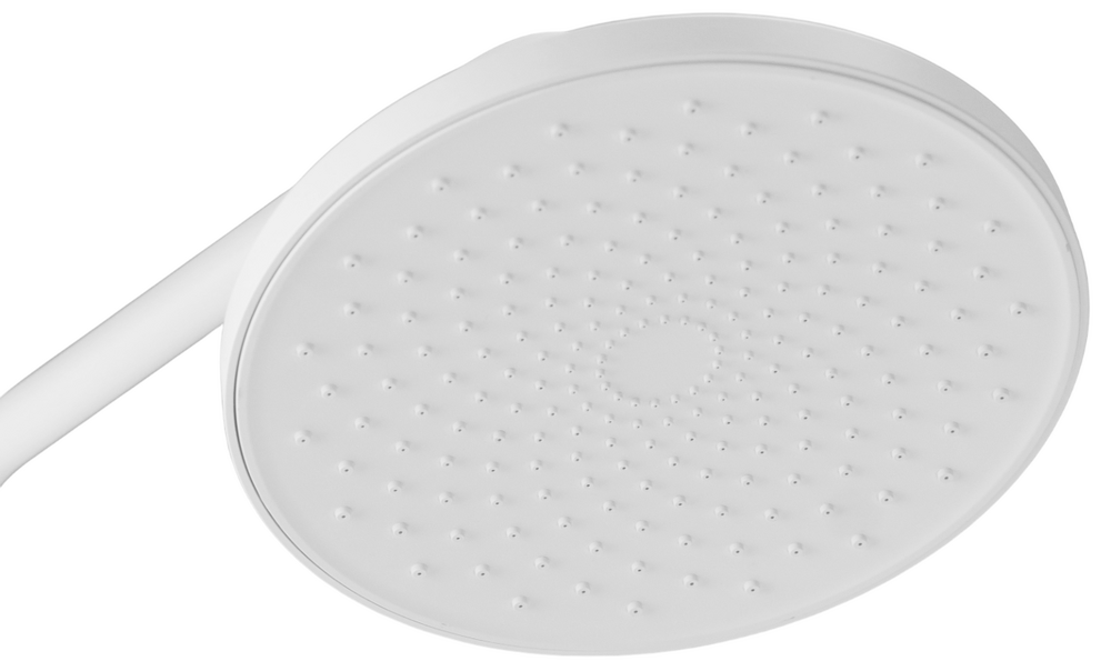 Душевая система SANTREK AQUA-1216 "PRESTIGE" (SAP-1216)  шар. d-35 с верхним душем, смесителем, гигиен лейкой и полочкой (белый)