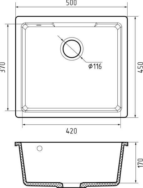 Мойка для кухни GF-URBAN 4540 подстольный монтаж 450*400мм 1 чаша (4550 песочный)