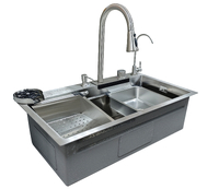  Мойка нерж врезная 750х450х220 т 3,0 САТИН HB7545S +6 (+ сифон) SANTREK AQUA + Подарок (Колландер, фруктов, доска, 2 смесителя, ополаск)   АКЦИЯ !!!