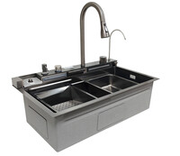 Мойка нерж врезная 750х450х220 т 3,0 ЧЕРНАЯ HB7545FB-W1+6 (+ сифон) SANTREK AQUA + Подарок (4 клав, колл-р, фруктов, доска, 2 смес, ополаск., дозатор)