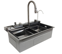 Мойка нерж врезная 750х450х220 т 3,0 ЧЕРНАЯ HB7545FB-W1+6 (+ сифон) SANTREK AQUA + Подарок (4 клав, колл-р, фруктов, доска, 2 смес, ополаск., дозатор)