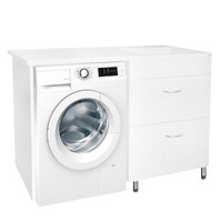 Подстолье под стиральную машину SANTREK HOME "СИТИ NEW-110" (Белый) 2 ящика Правый под умывальник "Марсал-110" 1100х870х478