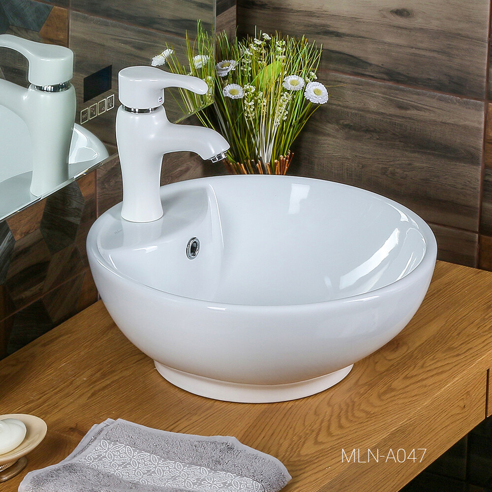 800-320359 Фигурный умывальник накладной белый 450х450х170 MELANA