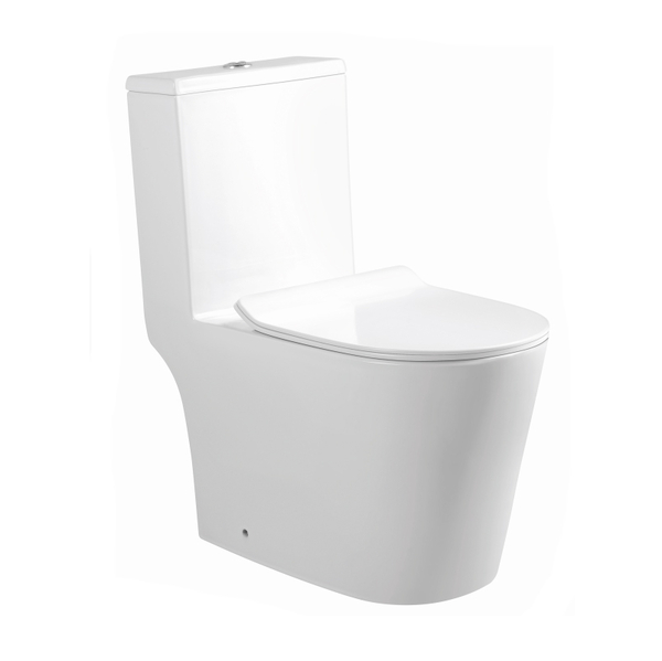 Унитаз-моноблок безободковый (Торнадо) HOLLER ПРИМ (690*360*790мм, сиденье дюропласт с микролифтом, арматура 2-х режимная)  (1 место) белый