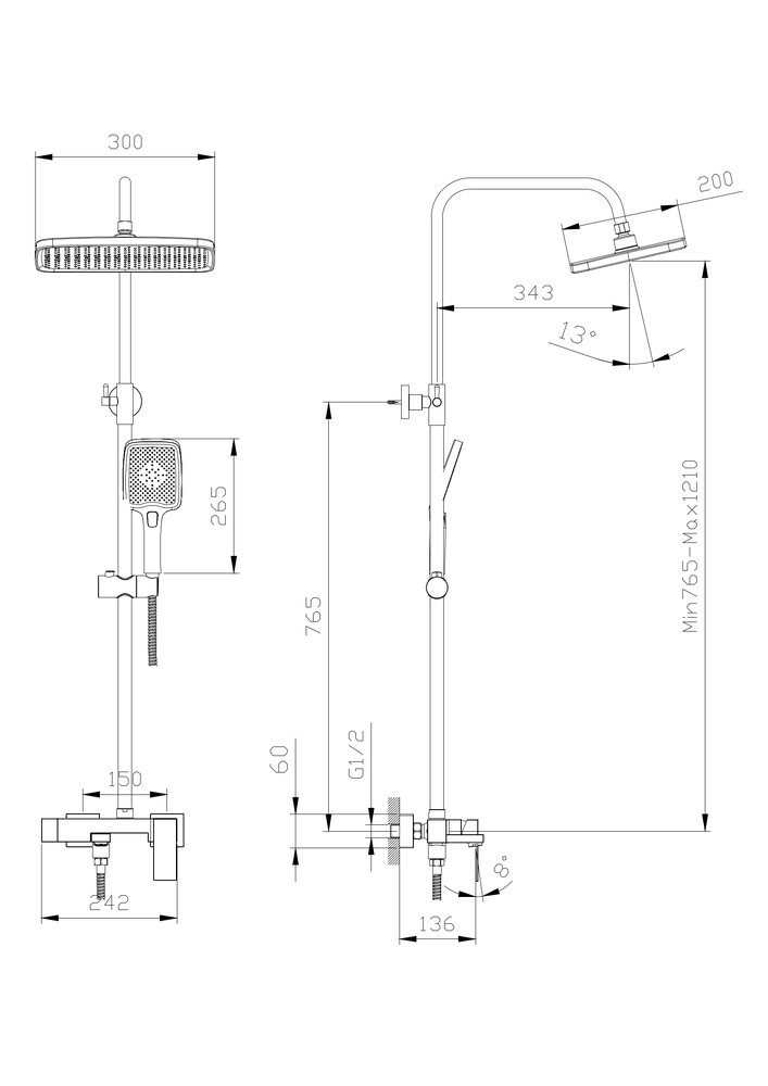 Душевая система с изливом RUSH Thira (TR3635-50White) матовый белый