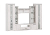 АТЛАНТИДА-2 Б Стенка Корпус - Дуб Крафт белый  Фасад ЛДСП - Дуб Крафт белый / Дуб Крафт белый (9 мест) АВ4 581