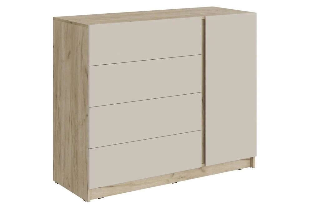 БОСТОН Комод КМ-001 (ЛДСП Комплект) Корпус - Дуб Крафт серый  Фасад ЛДСП - Кашемир 5981 BS АГ3 091 (3 места)