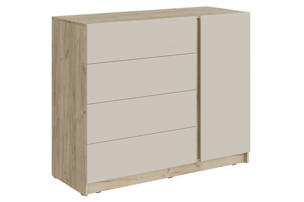 БОСТОН Комод КМ-001 (ЛДСП Комплект) Корпус - Дуб Крафт серый  Фасад ЛДСП - Кашемир 5981 BS АГ3 091 (3 места)