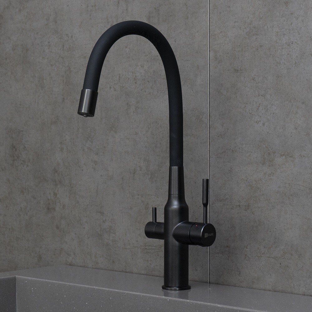 LM5083BL-Black Expert Смеситель для кухни, с гибким изливом, с подключением к фильтру питьевой воды, черный LEMARK