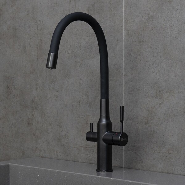 LM5083BL-Black Expert Смеситель для кухни, с гибким изливом, с подключением к фильтру питьевой воды, черный LEMARK