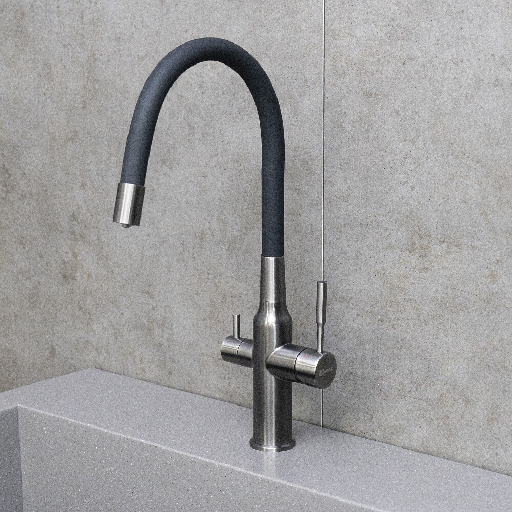 LM5083GMN-Black Expert Смеситель для кухни, с гибким изливом, с подключением к фильтру питьевой воды, графит нано/черный LEMARK
