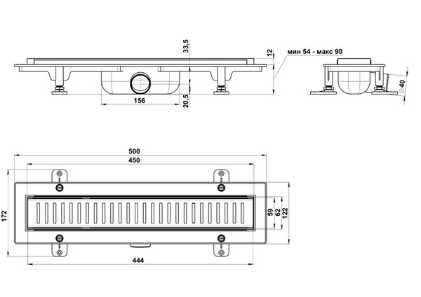 Трап 450 (чёрный, с прорезями, комб. затв.) GOOD DOOR ТЛ00026