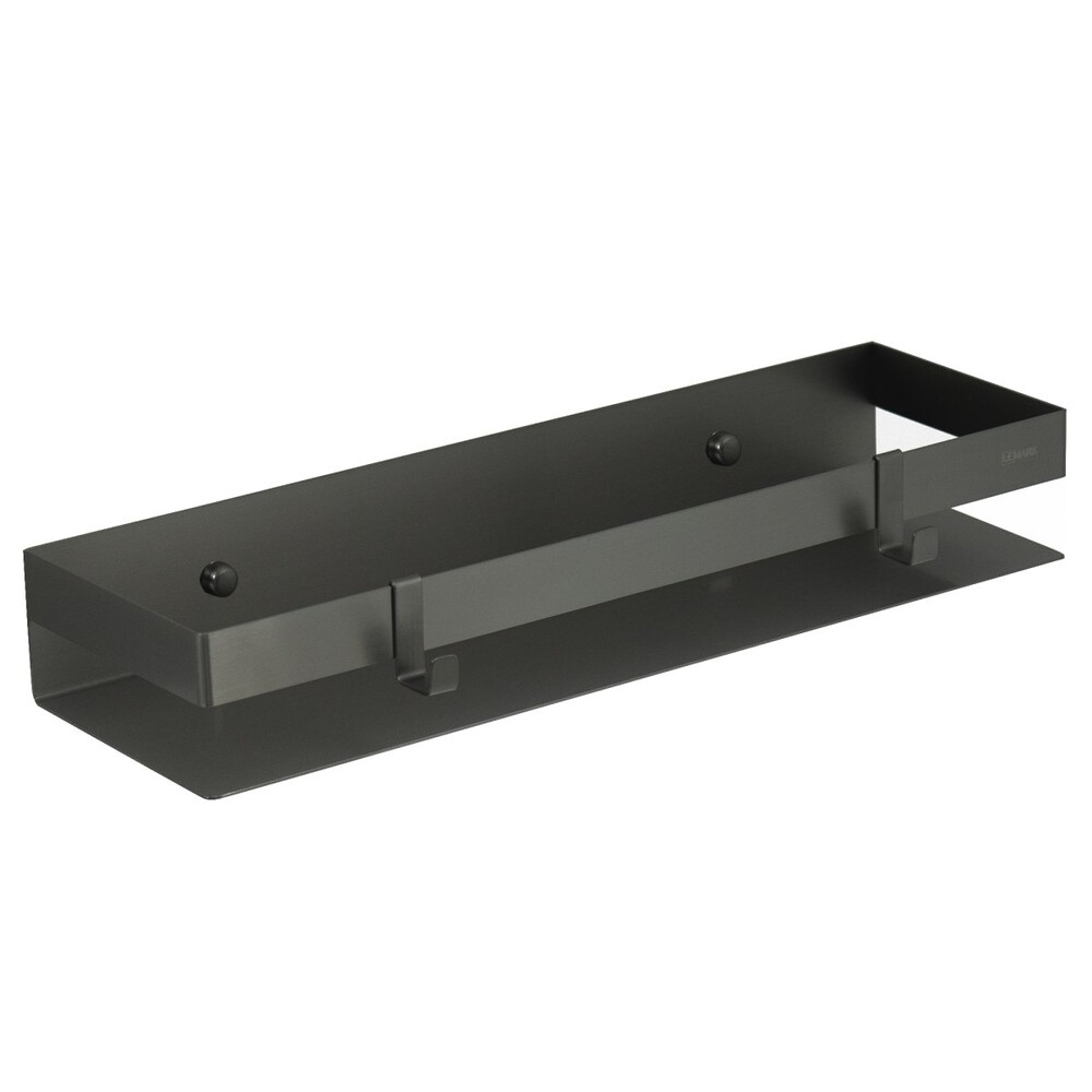 9776054 Полка для душа прямая 400мм SHELF LINE из нерж. стали с крючками, графит LEMARK