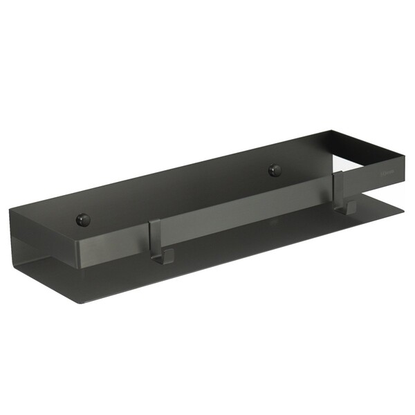 9776054 Полка для душа прямая 400мм SHELF LINE из нерж. стали с крючками, графит LEMARK