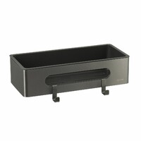 9776045 Полка для душа прямая Lemark SHELF LINE из нерж. стали с крючками, графит/вставка-пластик графит LEMARK