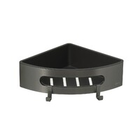 9776048 Полка для душа угловая Lemark SHELF LINE из нерж. стали с крючками, графит/вставка-пластик графит LEMARK