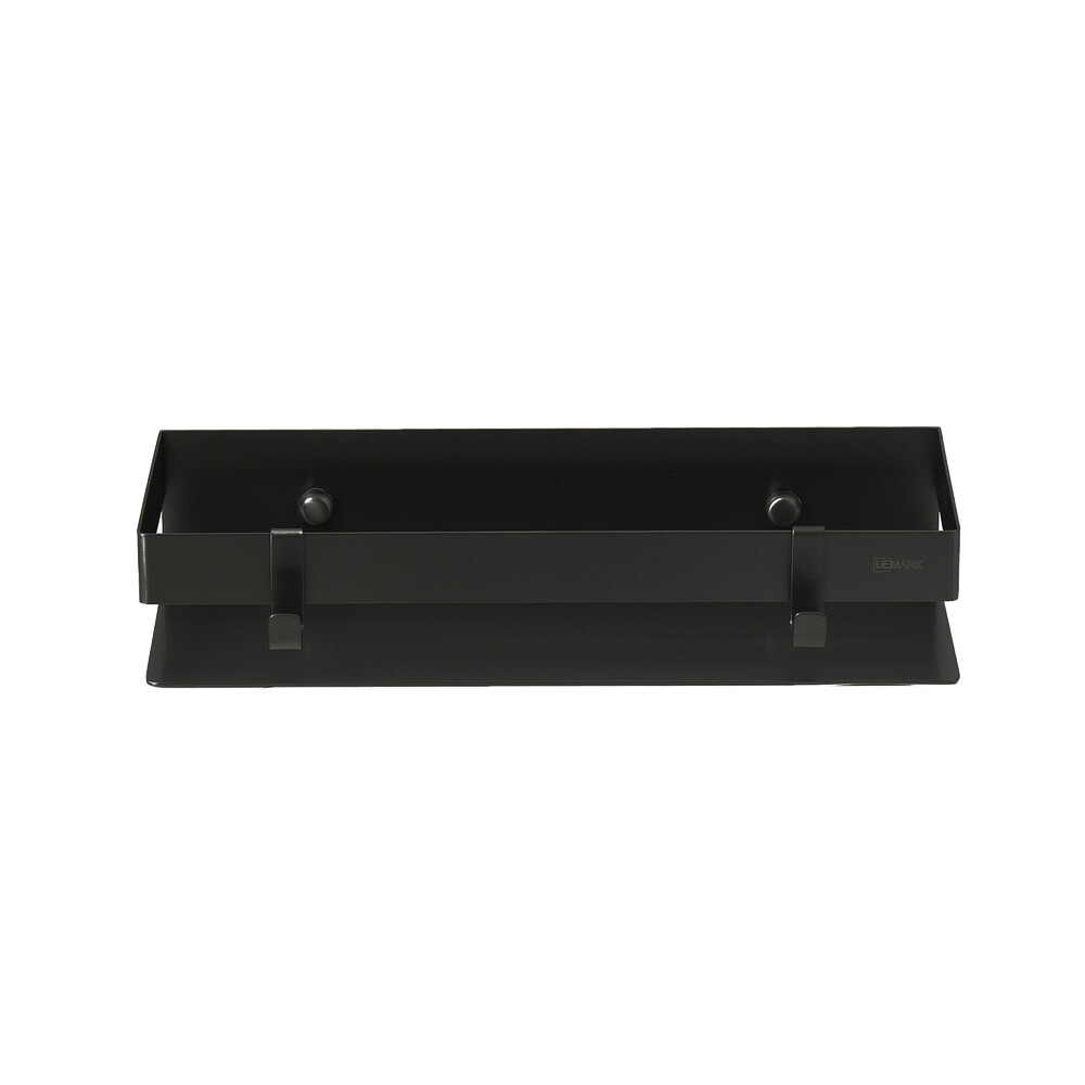 9772050 Полка для душа прямая Lemark 300 мм SHELF LINE из нерж. стали с крючками, черный LEMARK