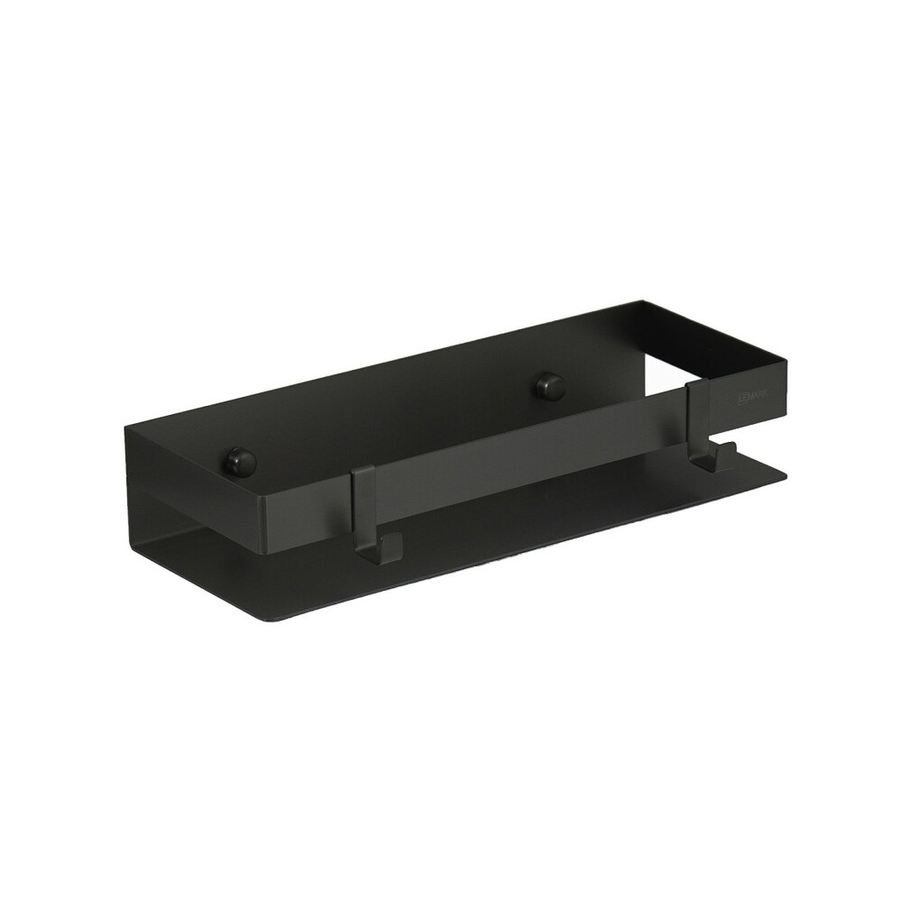 9772050 Полка для душа прямая Lemark 300 мм SHELF LINE из нерж. стали с крючками, черный LEMARK