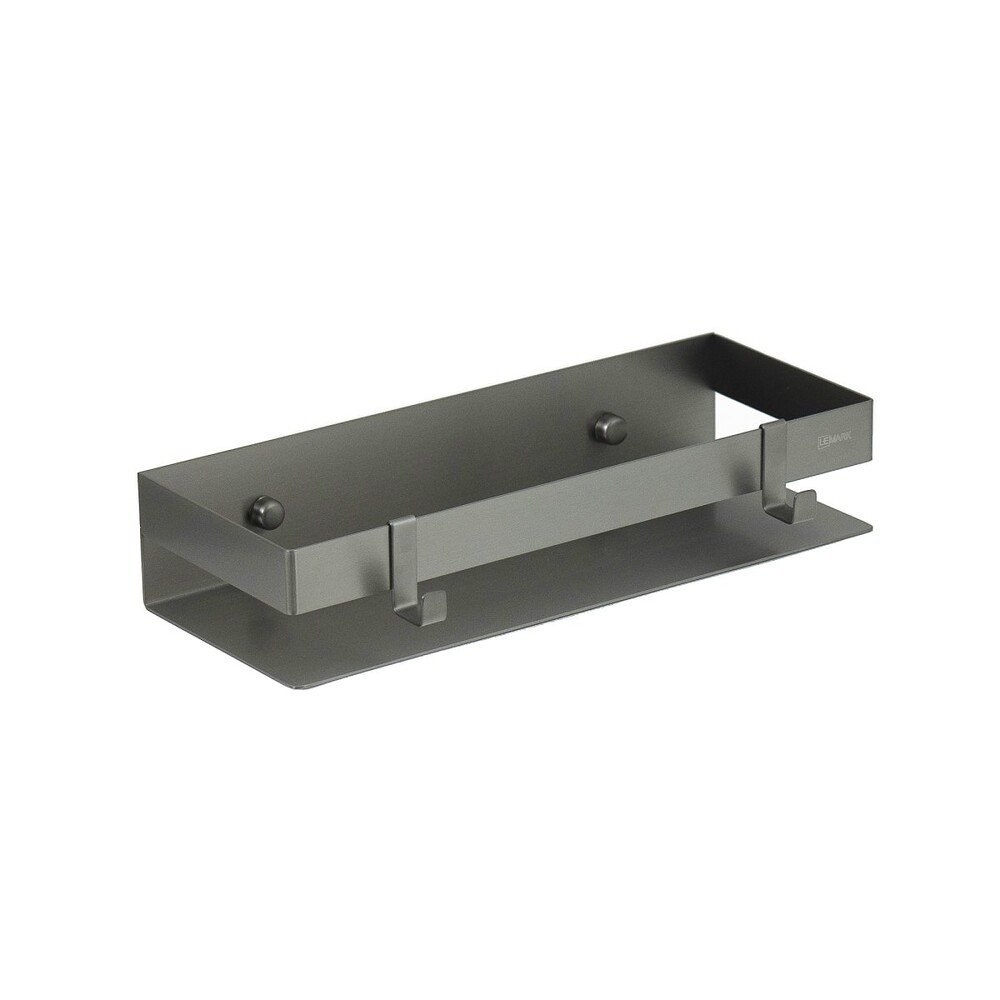 9776051 Полка для душа прямая Lemark 300 мм SHELF LINE из нерж. стали с крючками, графит LEMARK