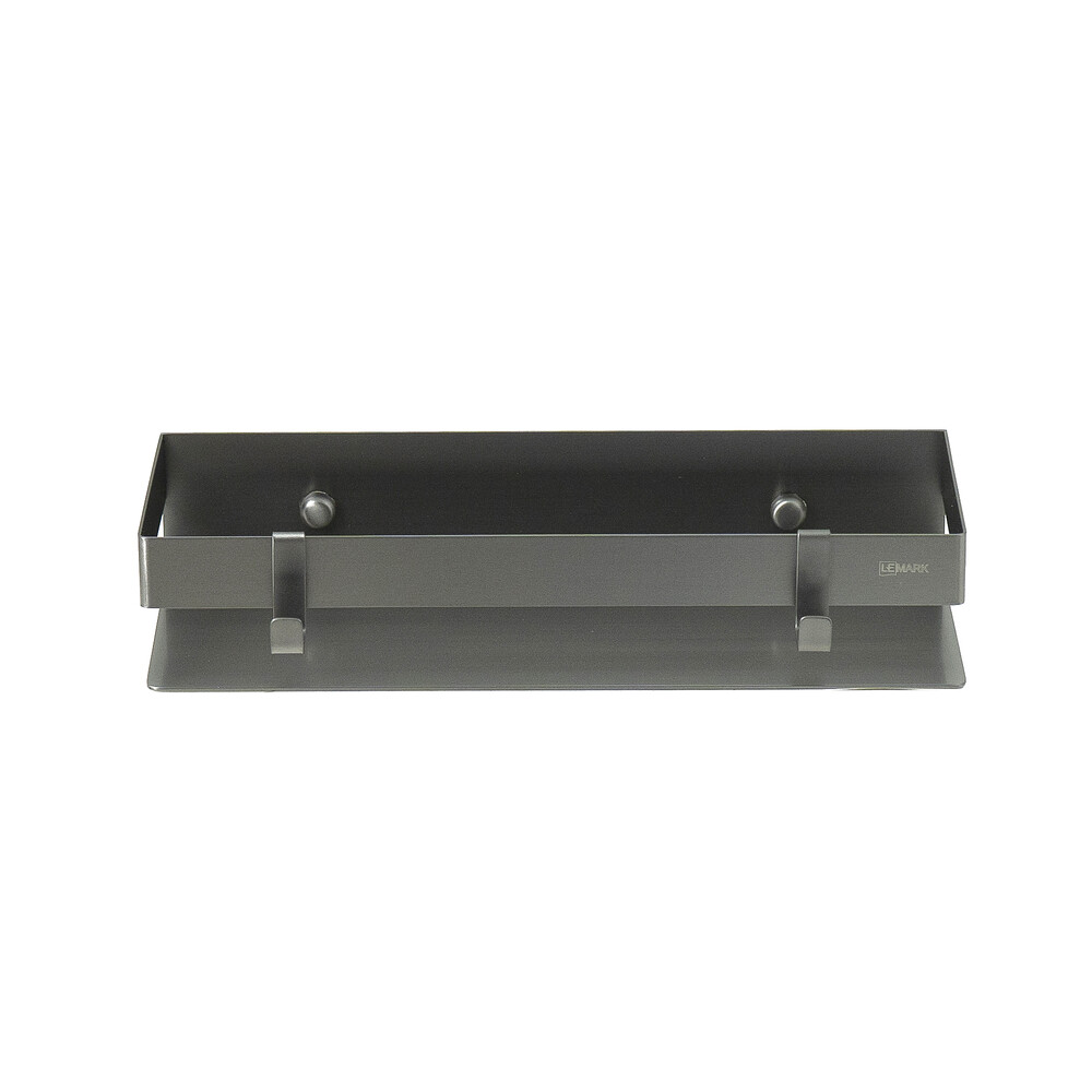 9776051 Полка для душа прямая Lemark 300 мм SHELF LINE из нерж. стали с крючками, графит LEMARK