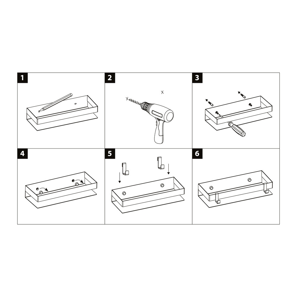 9776051 Полка для душа прямая Lemark 300 мм SHELF LINE из нерж. стали с крючками, графит LEMARK