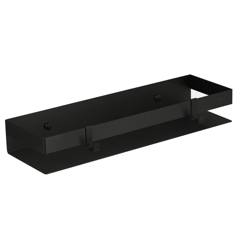 9772053 Полка для душа прямая 400 мм Lemark SHELF LINE из нерж. стали с крючками, черный LEMARK