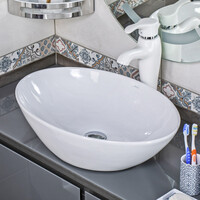 800-320361 Фигурный умывальник накладной белый 560х385х150 MELANA