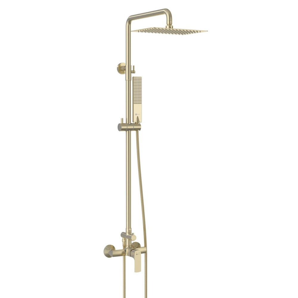 LM7260BG Ursus Смеситель для душа с верхней душевой лейкой "Тропический дождь" и 1-функц. лейкой, матовое золото LEMARK