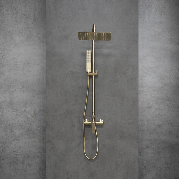 LM7260BG Ursus Смеситель для душа с верхней душевой лейкой "Тропический дождь" и 1-функц. лейкой, матовое золото LEMARK