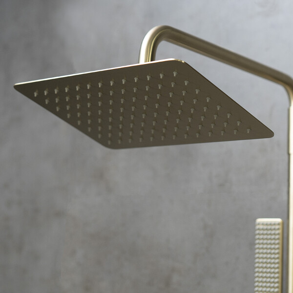 LM7260BG Ursus Смеситель для душа с верхней душевой лейкой "Тропический дождь" и 1-функц. лейкой, матовое золото LEMARK