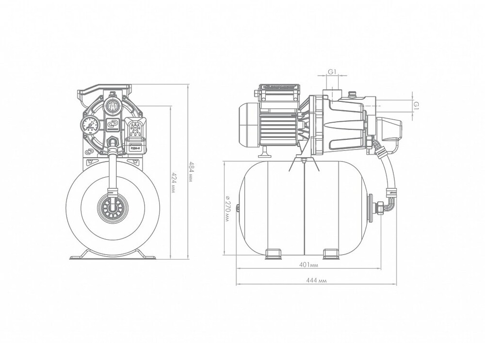 Насосная станция ДЖИЛЕКС Джамбо 55/35 П-18 2.0 (0,62 кВт, 55 л/мин, глубина всасывания 8 м, выс. подъема 35 м, пластик. корп., ГА-18 л) 3013