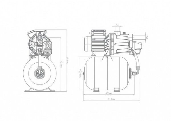 Насосная станция ДЖИЛЕКС Джамбо 55/35 П-18 2.0 (0,62 кВт, 55 л/мин, глубина всасывания 8 м, выс. подъема 35 м, пластик. корп., ГА-18 л) 3013