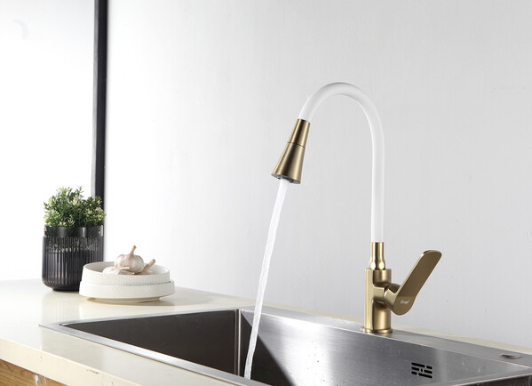 4462-3 Смеситель Кухня Frap d-35 на гайке (сатин золотой)