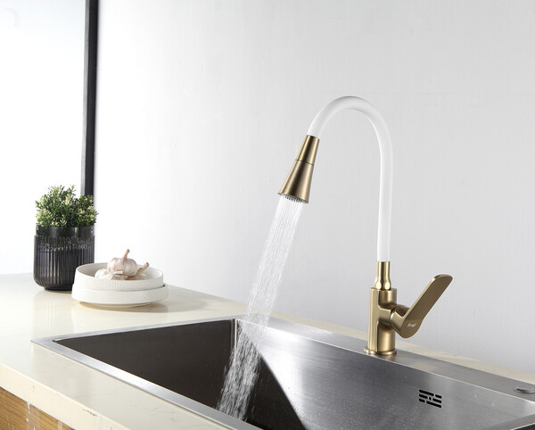 4462-3 Смеситель Кухня Frap d-35 на гайке (сатин золотой)