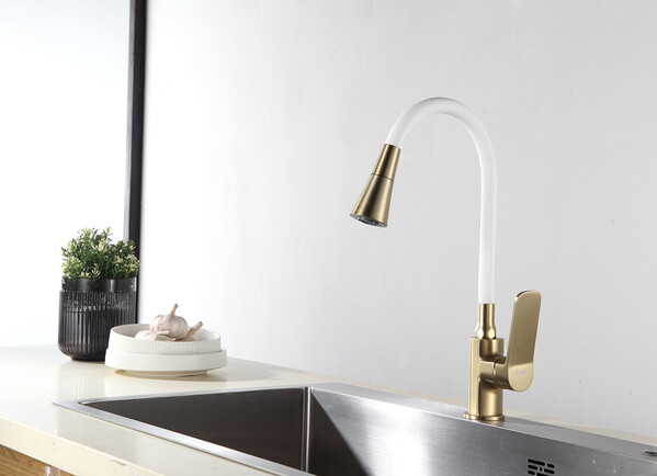 4462-3 Смеситель Кухня Frap d-35 на гайке (сатин золотой)