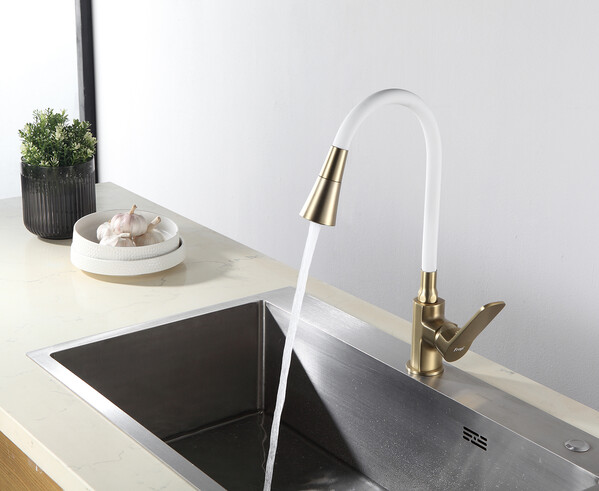 4462-3 Смеситель Кухня Frap d-35 на гайке (сатин золотой)