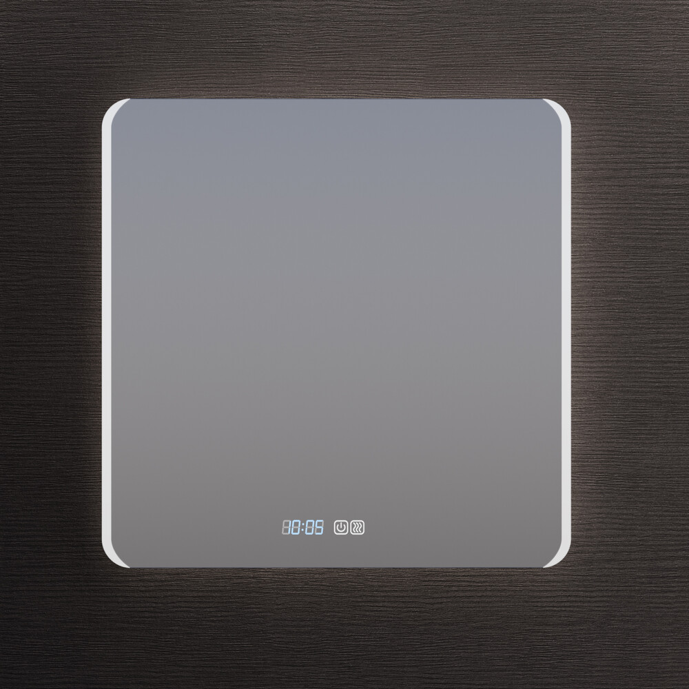 Зеркало SANTREK HOME с LED подсветкой "АНУБИС" 800х800мм (антизап-е,часы,t)