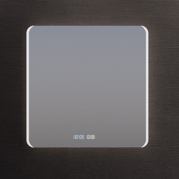 Зеркало SANTREK HOME с LED подсветкой "АНУБИС" 800х800мм (антизап-е,часы,t)